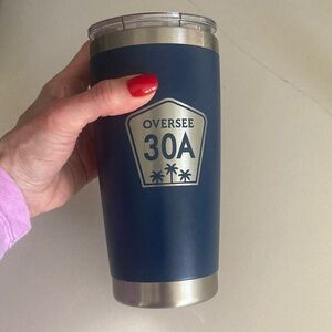 Navy Travel Tumbler with Silver Logo